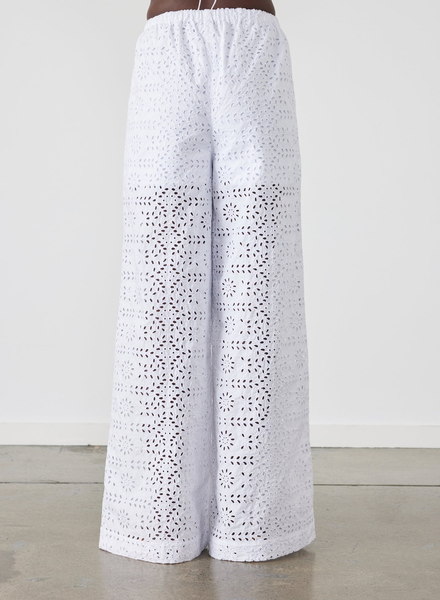 Sophia Organic Cotton Broderie Palazzo Pant | Optical White