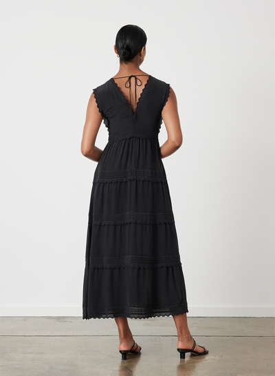 SASHA SILK MIDI DRESS | SANDWASH BLACK