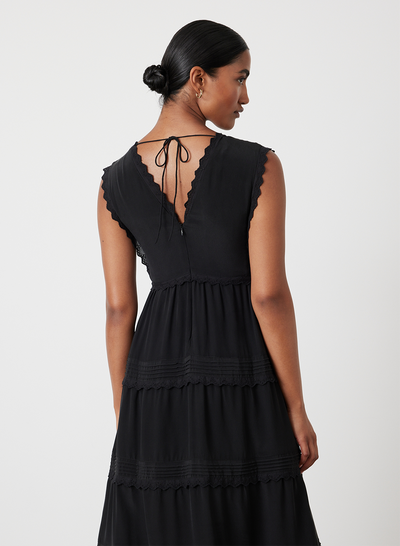 SASHA SILK MIDI DRESS | SANDWASH BLACK