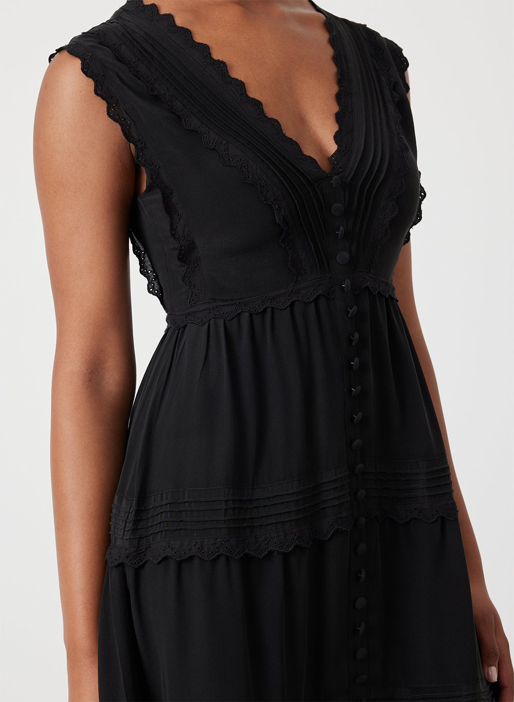 SASHA SILK MIDI DRESS | SANDWASH BLACK