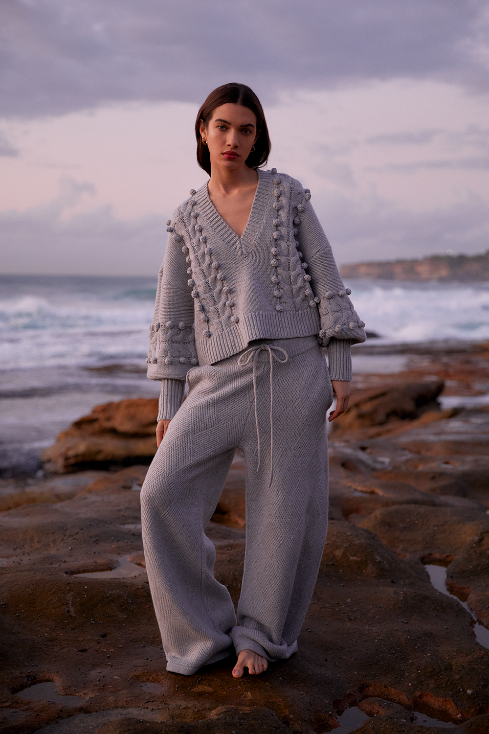 ELSA WOOL CROP KNIT | GREY DOT MARLE