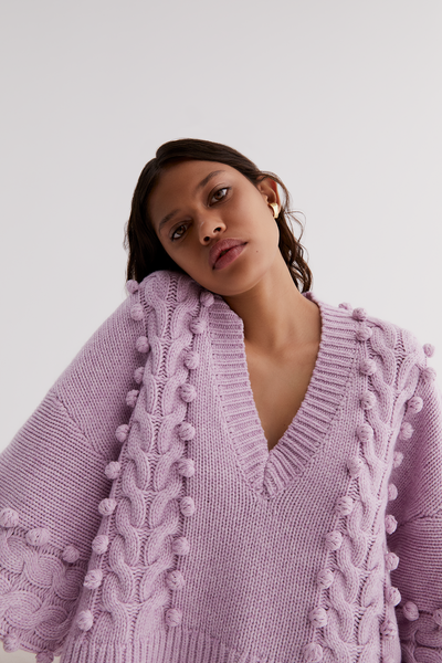 ELSA WOOL CROP KNIT | ORCHID MARLE