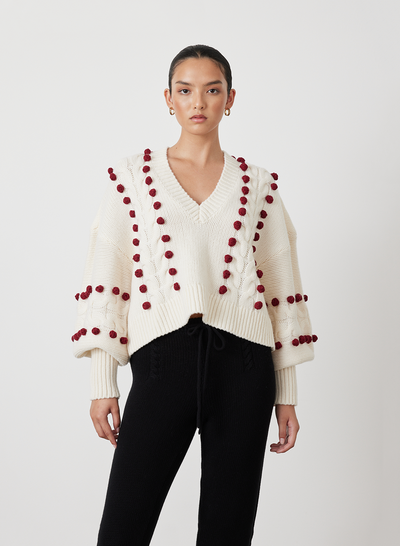 ELSA WOOL CROP KNIT | CREAM RHUBARB