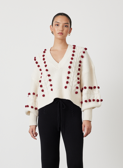 ELSA WOOL CROP KNIT | CREAM RHUBARB