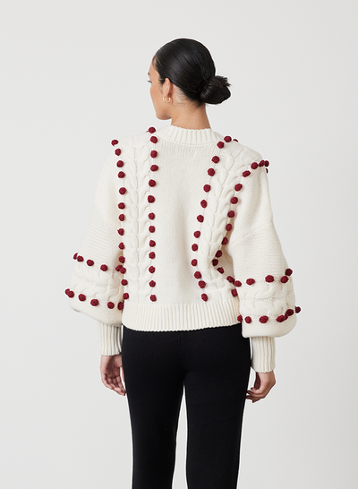 ELSA WOOL CROP KNIT | CREAM RHUBARB
