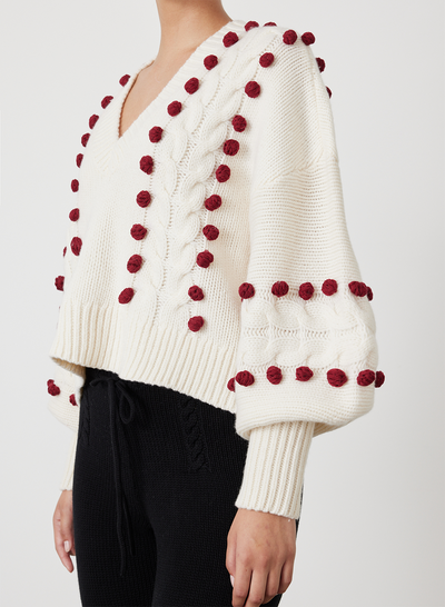 ELSA WOOL CROP KNIT | CREAM RHUBARB