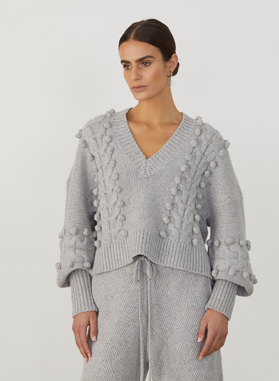 ELSA WOOL CROP KNIT | GREY DOT MARLE