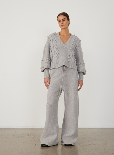 ELSA WOOL CROP KNIT | GREY DOT MARLE