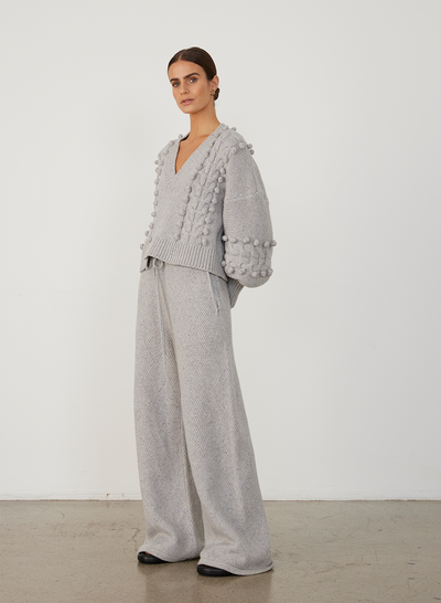 ELSA WOOL CROP KNIT | GREY DOT MARLE