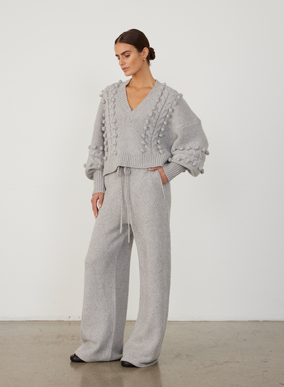 ELSA WOOL CROP KNIT | GREY DOT MARLE