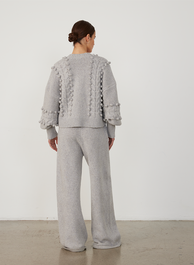 ELSA WOOL CROP KNIT | GREY DOT MARLE