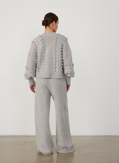 Elsa Wool Crop Knit | Grey Dot Marle