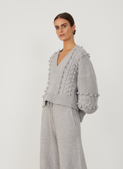 ELSA WOOL CROP KNIT | GREY DOT MARLE