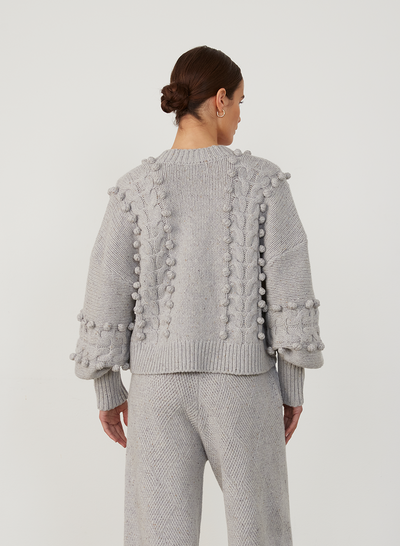 ELSA WOOL CROP KNIT | GREY DOT MARLE
