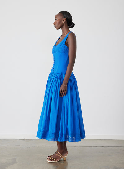 Belle Organic Cotton Midi Dress | Lapis Blue