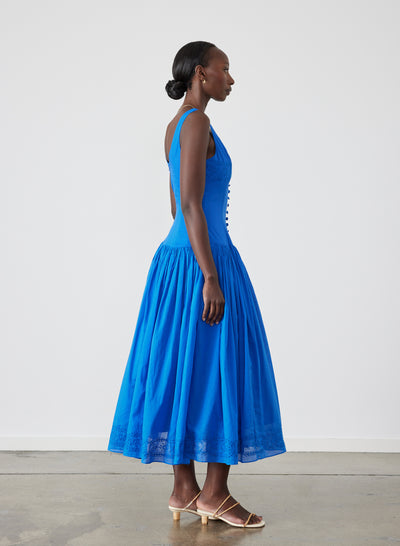 Belle Organic Cotton Midi Dress | Lapis Blue