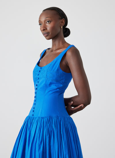 Belle Organic Cotton Midi Dress | Lapis Blue