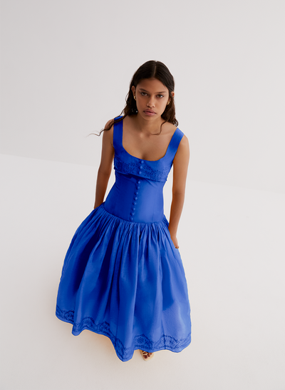 Belle Organic Cotton Midi Dress | Lapis Blue