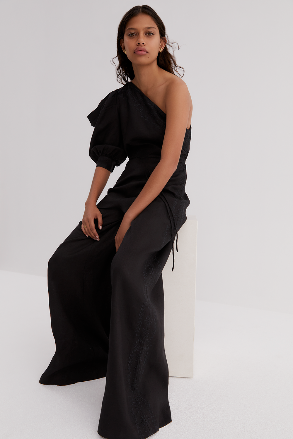 VALENTINA LINEN JUMPSUIT | BLACK