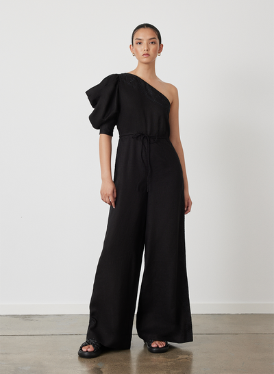 VALENTINA LINEN JUMPSUIT | BLACK