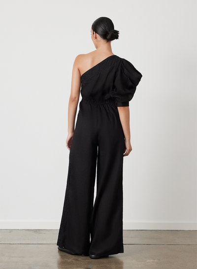 VALENTINA LINEN JUMPSUIT | BLACK