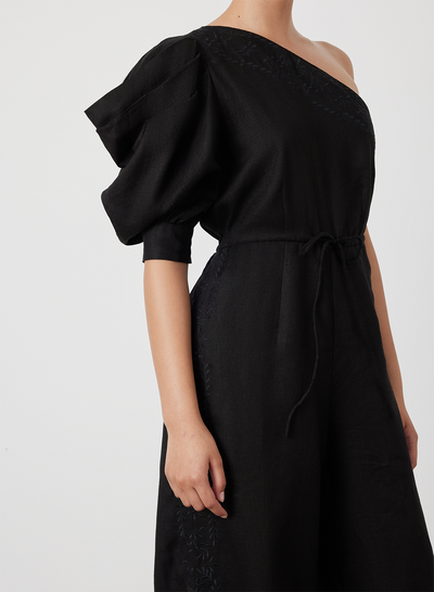 VALENTINA LINEN JUMPSUIT | BLACK