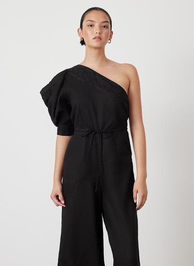 VALENTINA LINEN JUMPSUIT | BLACK