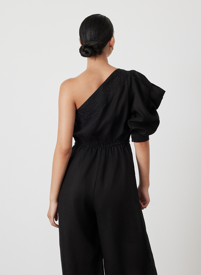 VALENTINA LINEN JUMPSUIT | BLACK