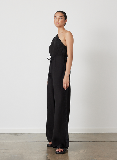 VALENTINA LINEN JUMPSUIT | BLACK
