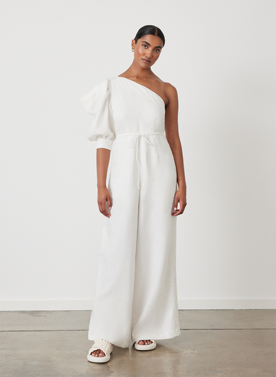 VALENTINA LINEN JUMPSUIT | CREAM