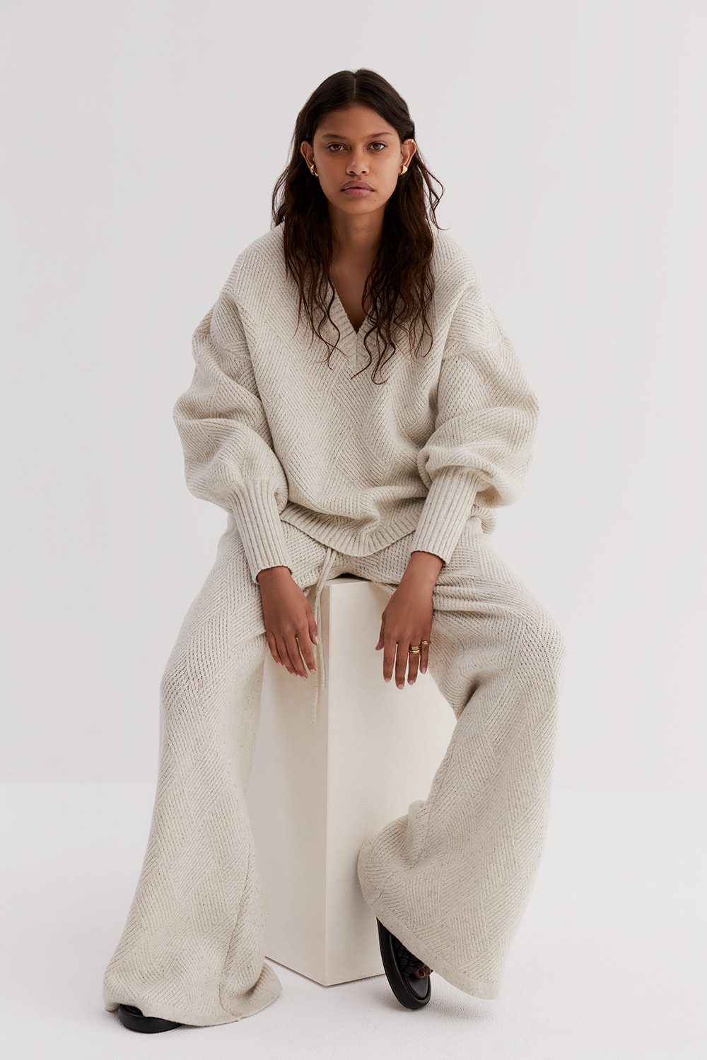 ANNA WOOL QUILT KNIT | HEATHER DOT MARLE