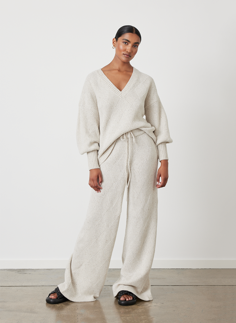 ANNA WOOL QUILT KNIT | HEATHER DOT MARLE