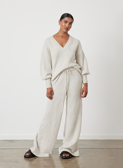 ANNA WOOL QUILT KNIT | HEATHER DOT MARLE