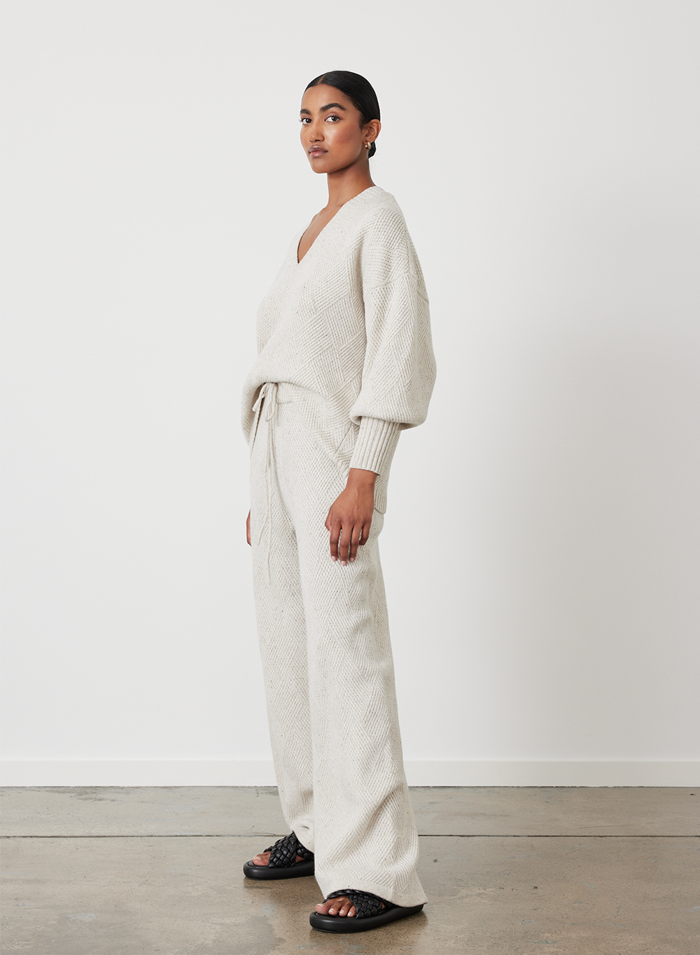ANNA WOOL QUILT KNIT | HEATHER DOT MARLE
