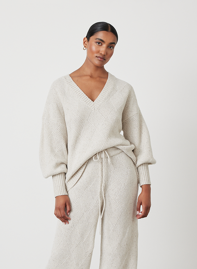 ANNA WOOL QUILT KNIT | HEATHER DOT MARLE