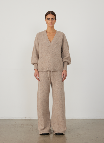ANNA WOOL QUILT KNIT | OATMEAL DOT MARLE