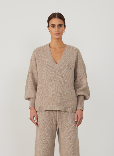 ANNA WOOL QUILT KNIT | OATMEAL DOT MARLE