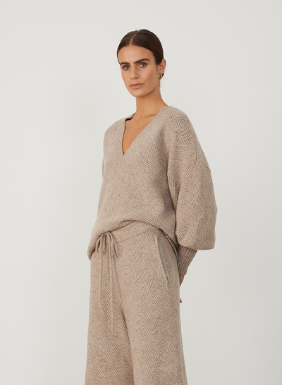 ANNA WOOL QUILT KNIT | OATMEAL DOT MARLE