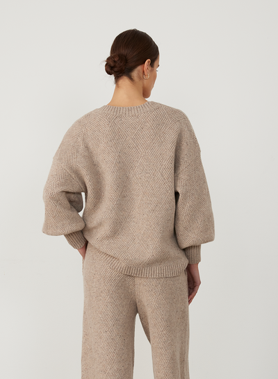 ANNA WOOL QUILT KNIT | OATMEAL DOT MARLE
