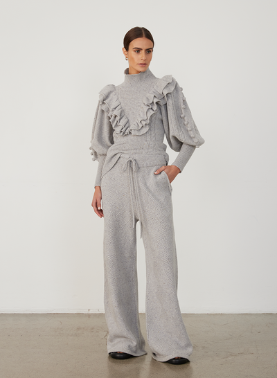 ELIZABETH WOOL QUILT KNIT PANT | GREY DOT MARLE
