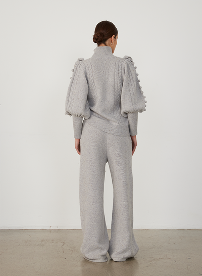 ELIZABETH WOOL QUILT KNIT PANT | GREY DOT MARLE