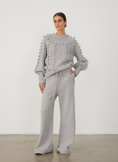 ELIZABETH WOOL QUILT KNIT PANT | GREY DOT MARLE