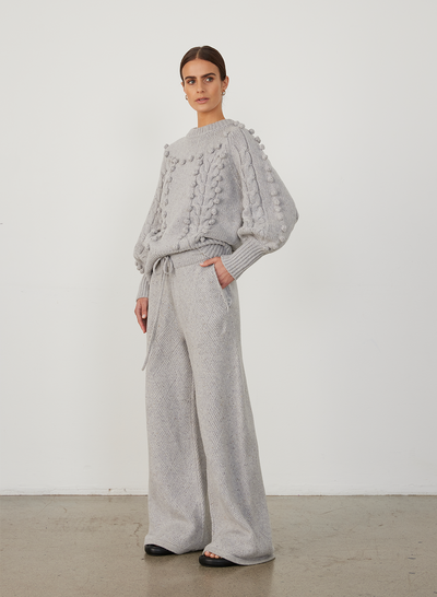 ELIZABETH WOOL QUILT KNIT PANT | GREY DOT MARLE
