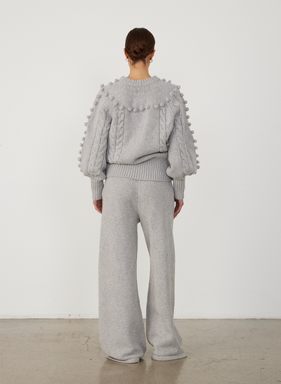 ELIZABETH WOOL QUILT KNIT PANT | GREY DOT MARLE