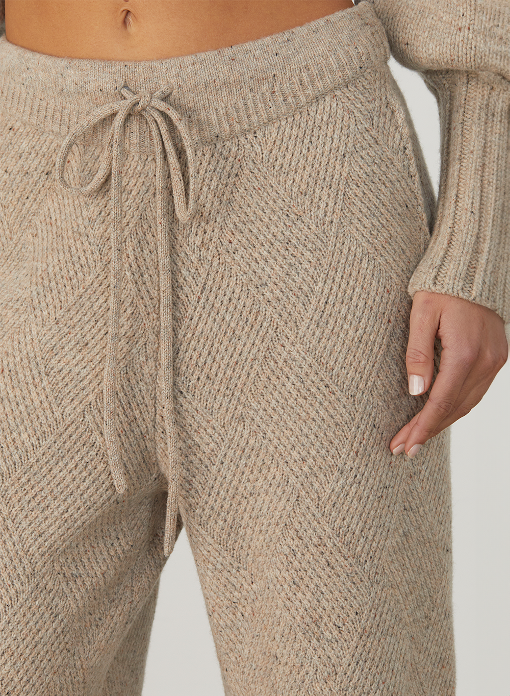ELIZABETH WOOL QUILT KNIT PANT | OATMEAL DOT MARLE