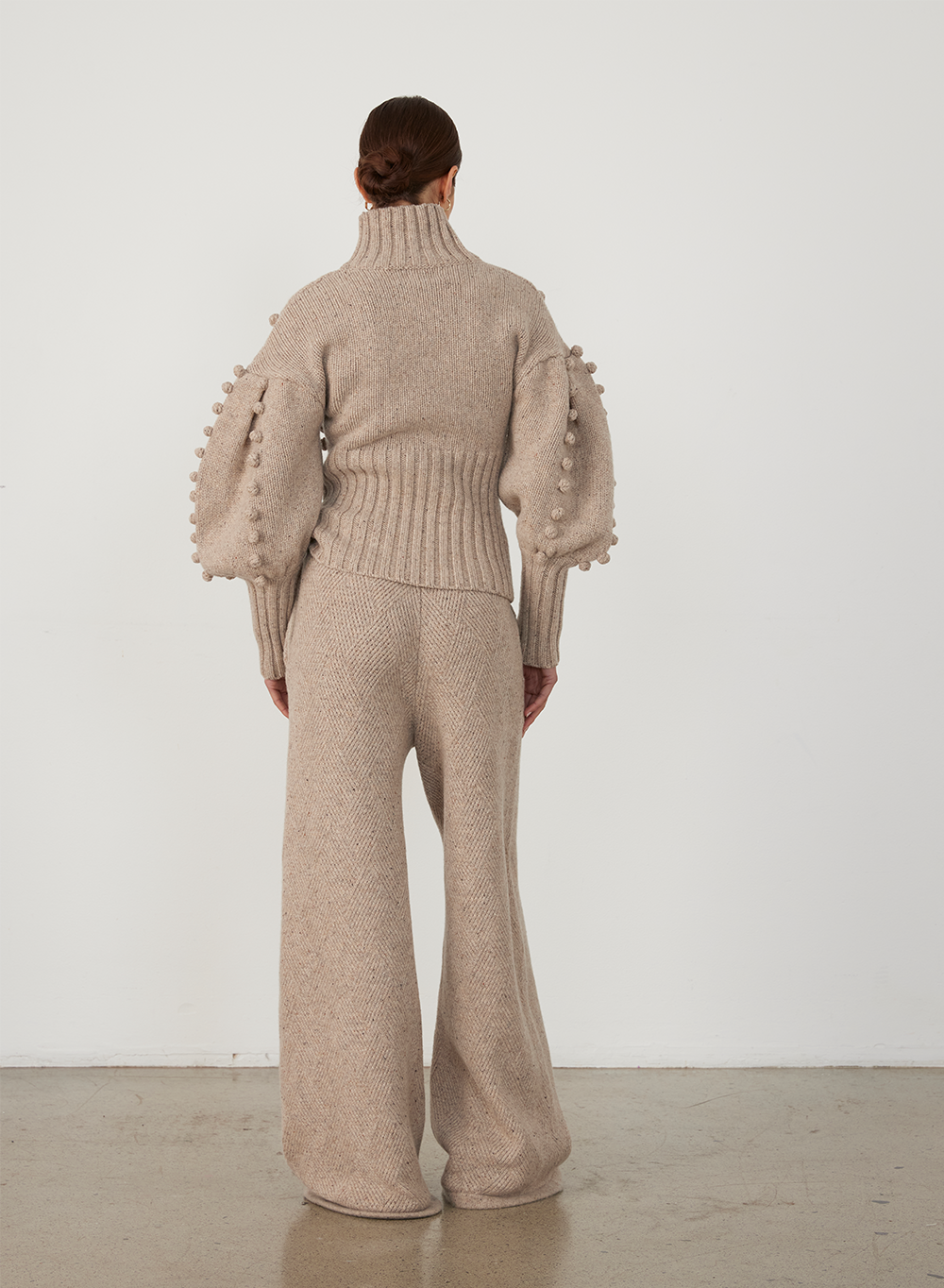 ELIZABETH WOOL QUILT KNIT PANT | OATMEAL DOT MARLE