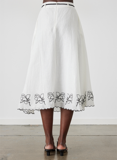 Grace Silk Linen Midi Skirt