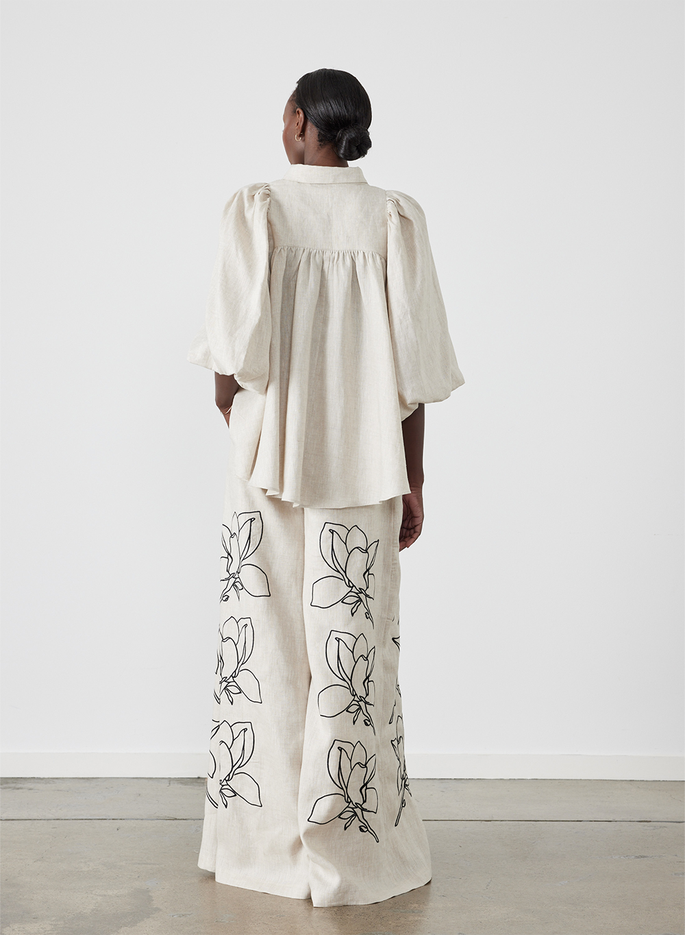 Elaina Linen Palazzo Pant | Flax Black