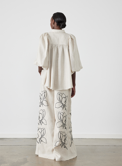 Elaina Linen Palazzo Pant | Flax Black