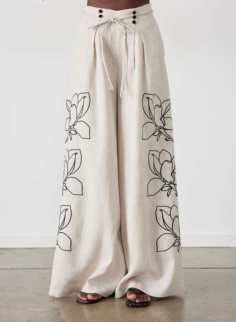 Elaina Linen Palazzo Pant | Flax Black